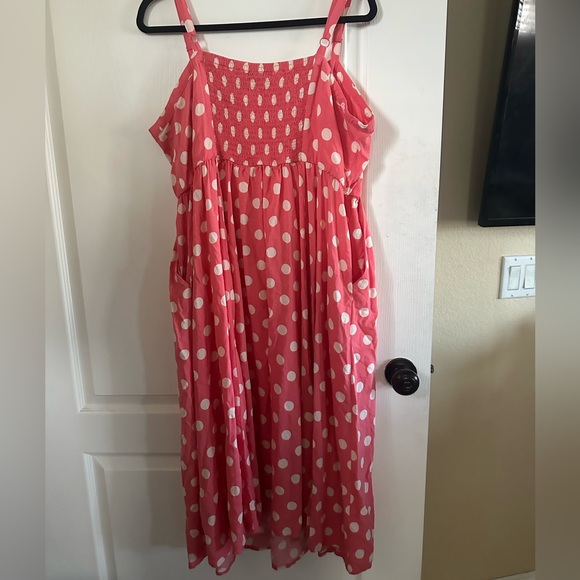 Valentines Day.  Torrid Salmon w/White Polka Dot Dress    Size 2. (2x) - Picture 3 of 4